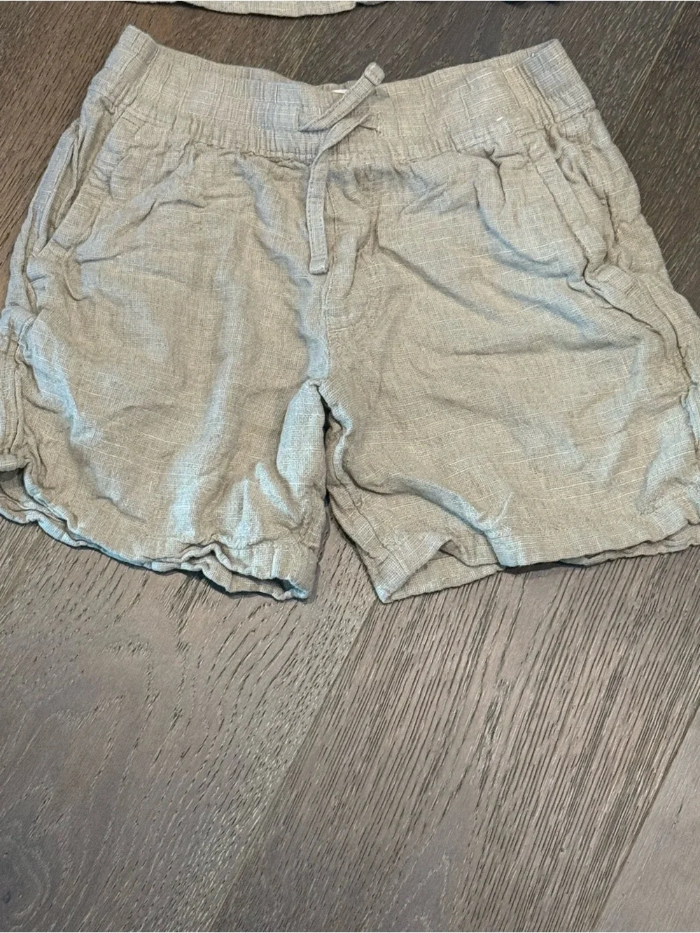 abercrombie kids Linen-Blend Short Set in Light Beige size 9/10